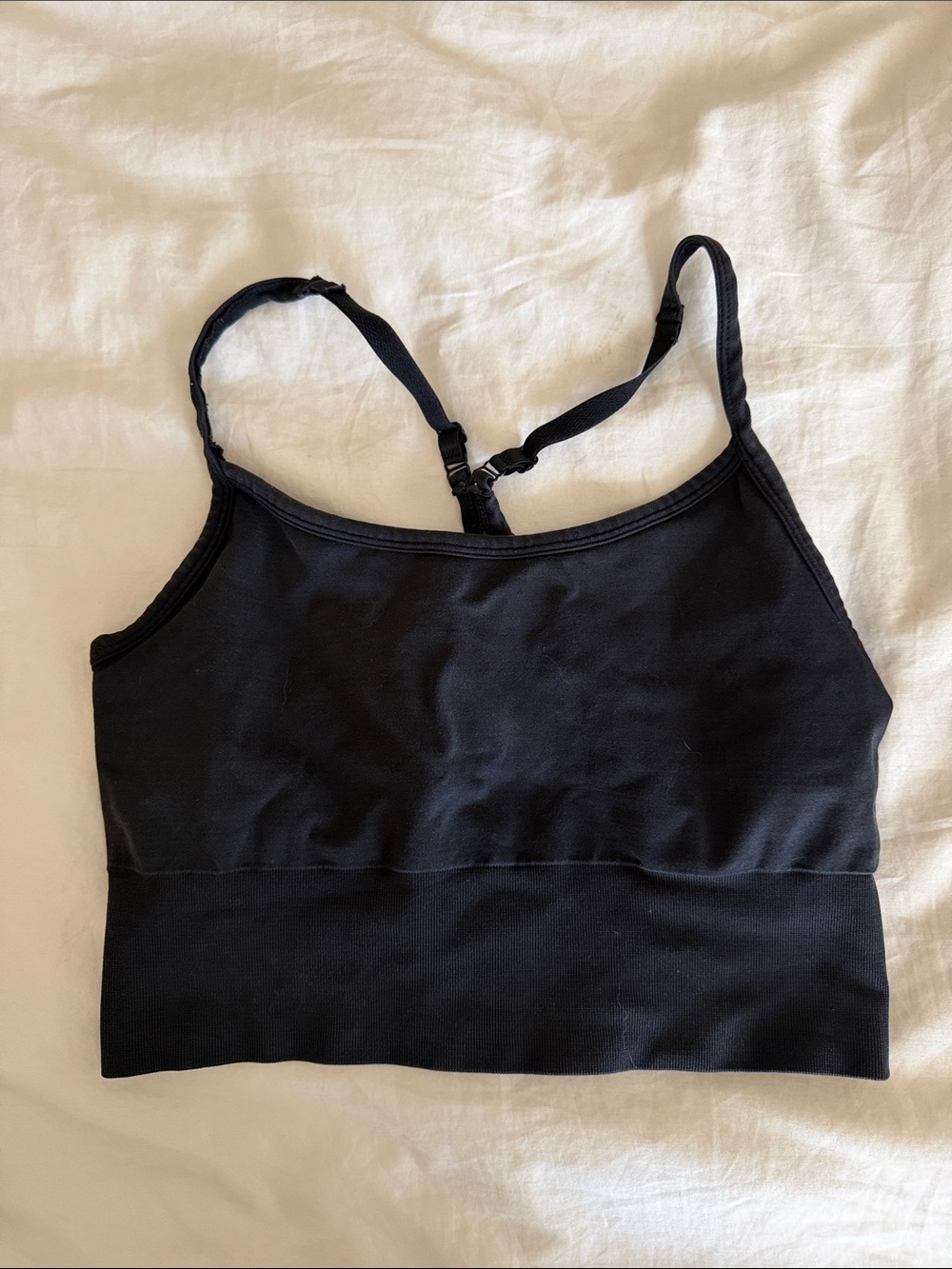 Black Adjustable-Strap Sports Bra